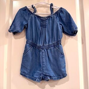 Genuine Kids From OshKosh Blue Jean Denim Romper Short Sleeves 18M Toddler Girl